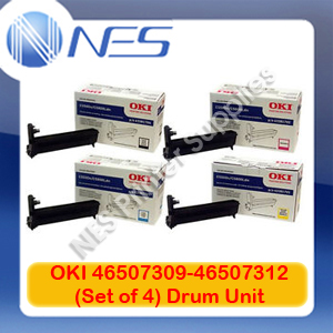 OKI Genuine 46507309-46507312 BK/C/M/Y (x4) Imaging Drum Unit Set for C612n/C612dn